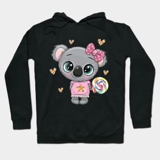 Cute koala girl with multicolour lollipop Hoodie